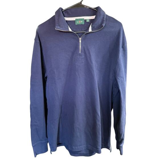 J.Crew Men’s Rugby Shirt M Solid Blue Half-Zip Pullover BJ309 Preppy Prep L/S - Picture 1 of 8